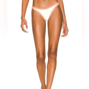 NWT L*Space Foley Bitsy Bikini Bottom Size Large White Orange